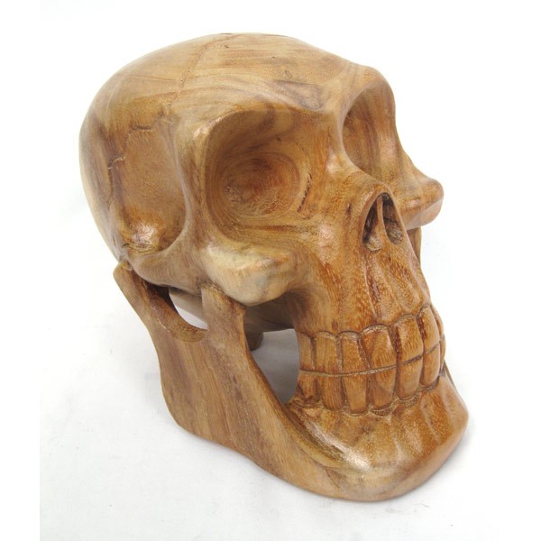 Wooden Skull 20Cm - Click Image to Close